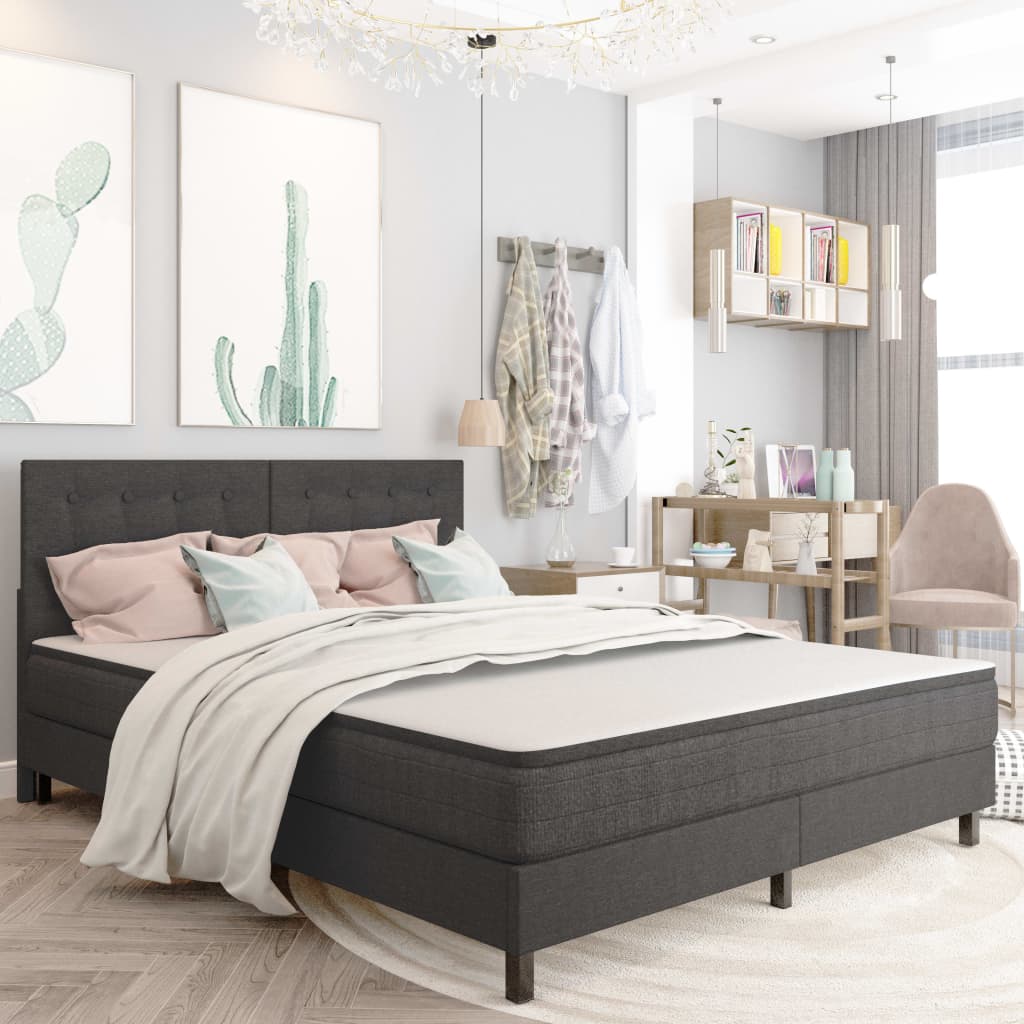 Lit à sommier tapissier tissu gris foncé 160x200 cm