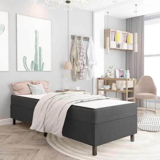 Boxspringbett Dunkelgrau Stoff 100x200 cm