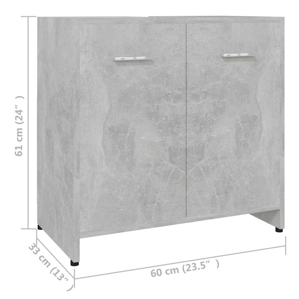 Badezimmerschrank Betongrau 60x33x61 cm Holzwerkstoff