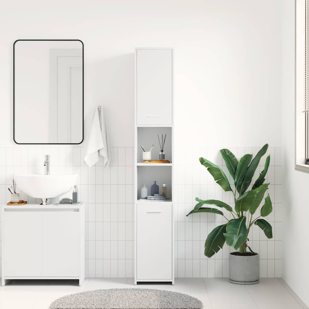 Badezimmerschrank Weiß 30x30x183,5 cm Holzwerkstoff