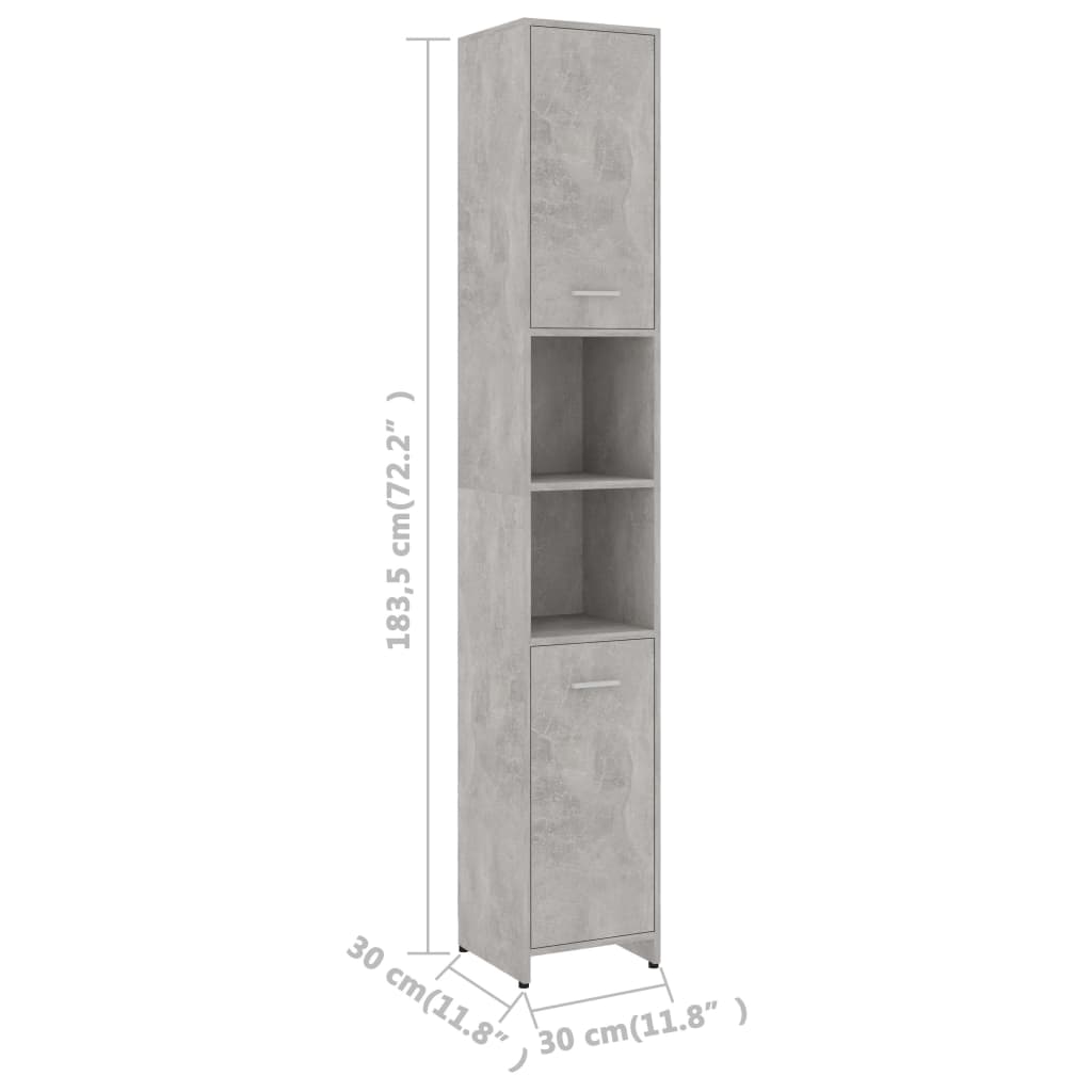 Meuble de salle de bain gris béton 30x30x183,5 cm en bois