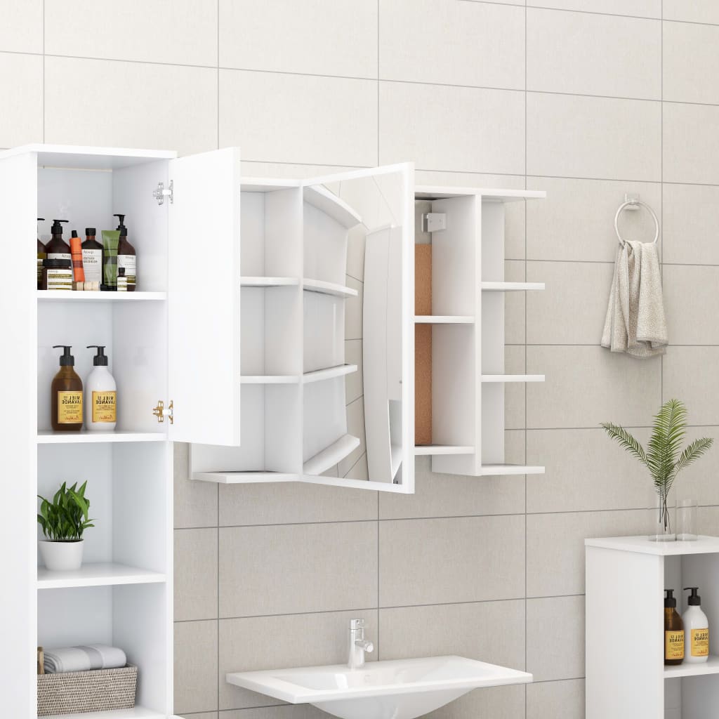 Armoire de toilette avec miroir blanc 80x20,5x64 cm en bois