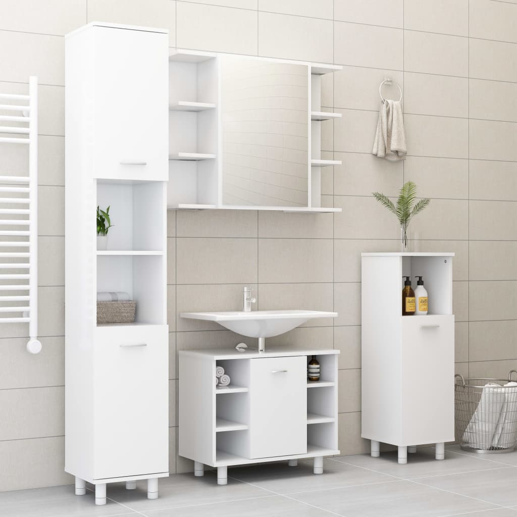 Armoire de toilette avec miroir blanc 80x20,5x64 cm en bois