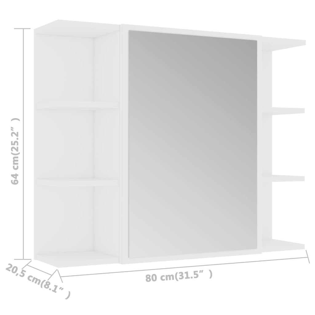 Bad-Spiegelschrank Weiß 80x20,5x64 cm Holzwerkstoff