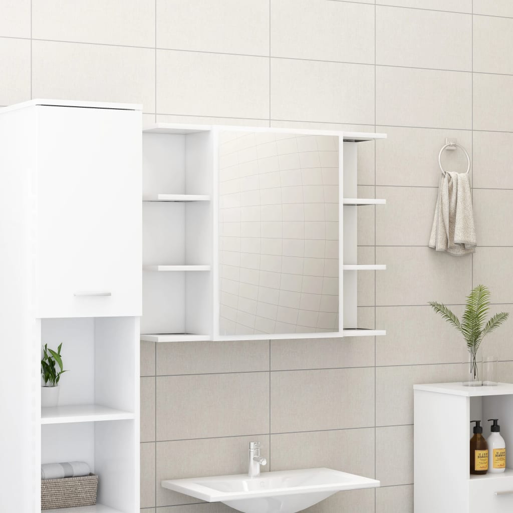 Armoire de toilette avec miroir blanc 80x20,5x64 cm en bois