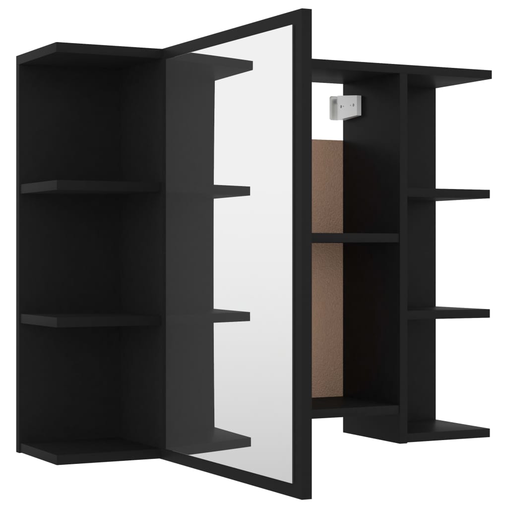 Armoire de toilette avec miroir noir 80x20,5x64 cm en bois