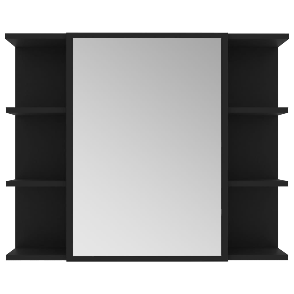 Armoire de toilette avec miroir noir 80x20,5x64 cm en bois