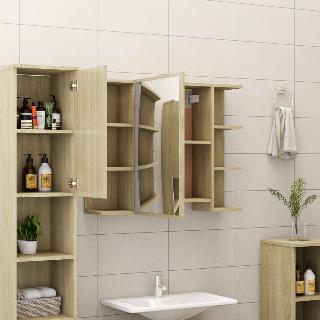 Bad-Spiegelschrank Sonoma-Eiche 80x20,5x64 cm Holzwerkstoff