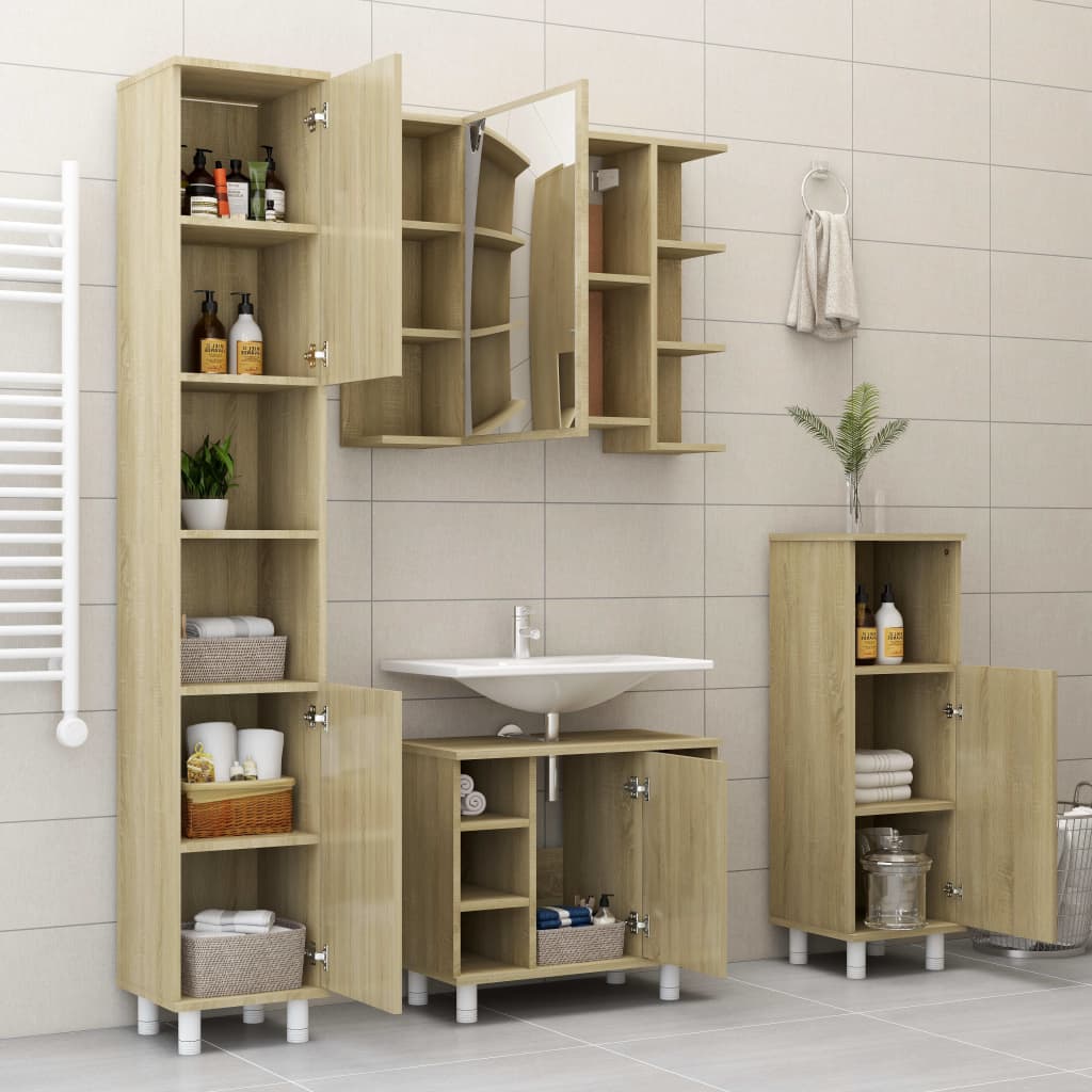 Bad-Spiegelschrank Sonoma-Eiche 80x20,5x64 cm Holzwerkstoff