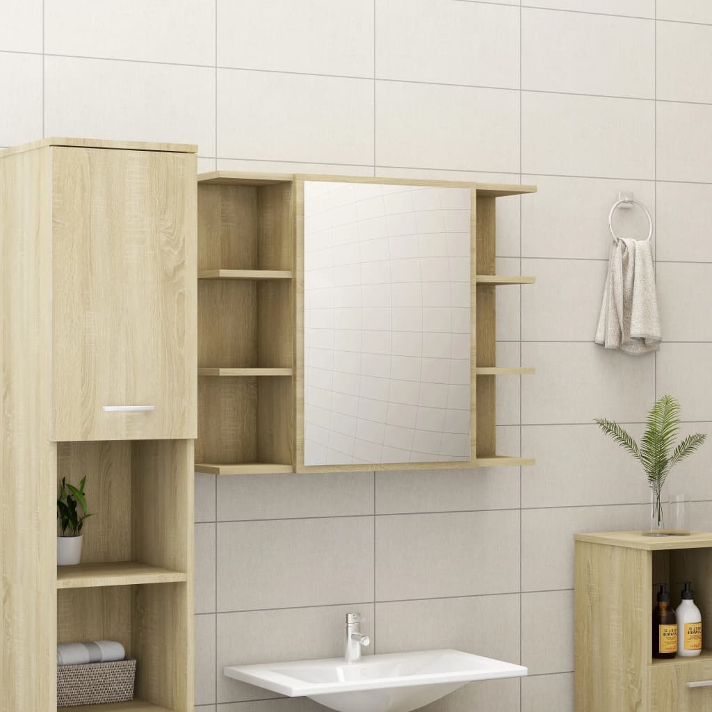 Bad-Spiegelschrank Sonoma-Eiche 80x20,5x64 cm Holzwerkstoff