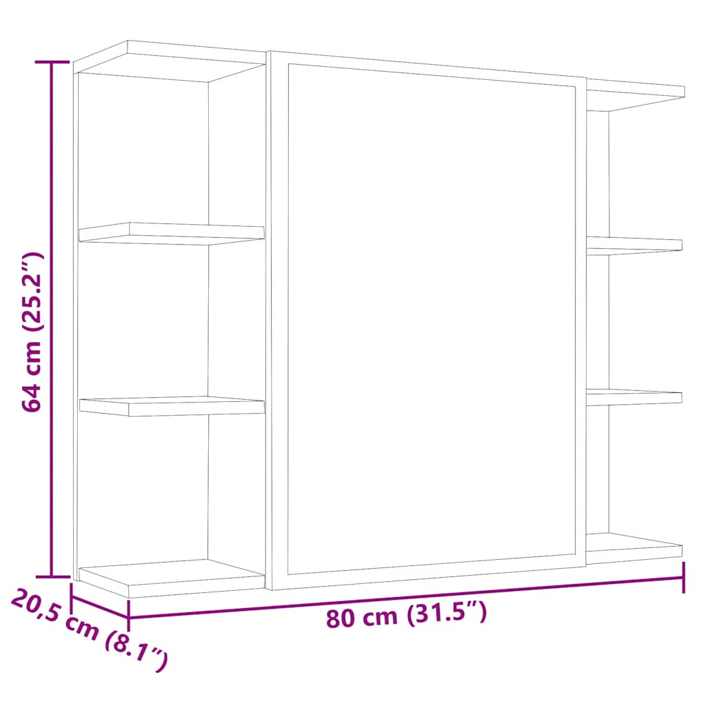 Bad-Spiegelschrank Betongrau 80x20,5x64 cm Holzwerkstoff