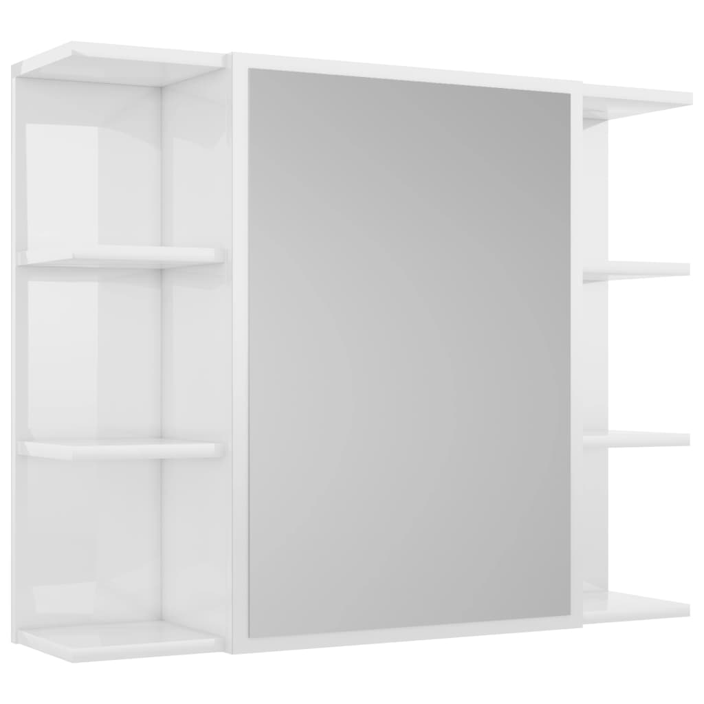 Armoire de toilette avec miroir blanc brillant 80x20,5x64 cm en bois