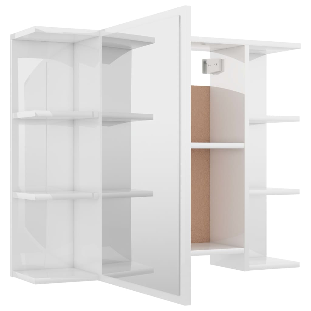 Armoire de toilette avec miroir blanc brillant 80x20,5x64 cm en bois