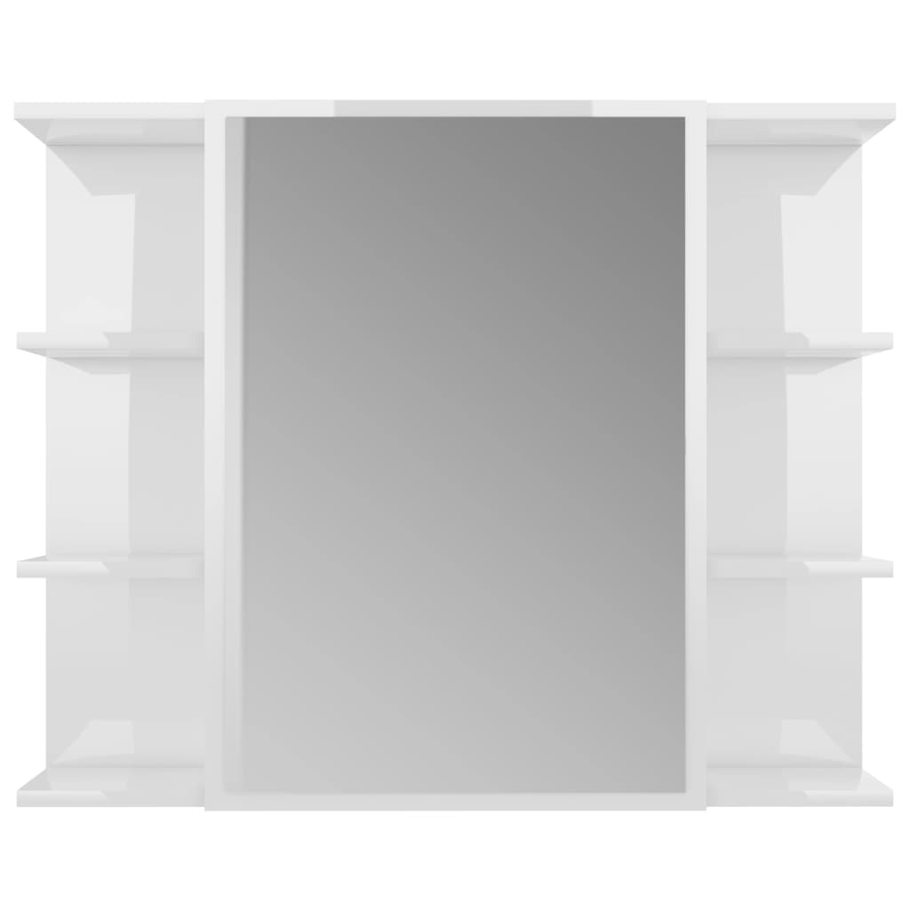 Armoire de toilette avec miroir blanc brillant 80x20,5x64 cm en bois