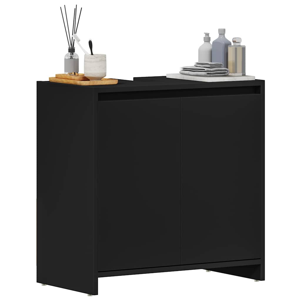 Badezimmerschrank Schwarz 60x33x60 cm Holzwerkstoff