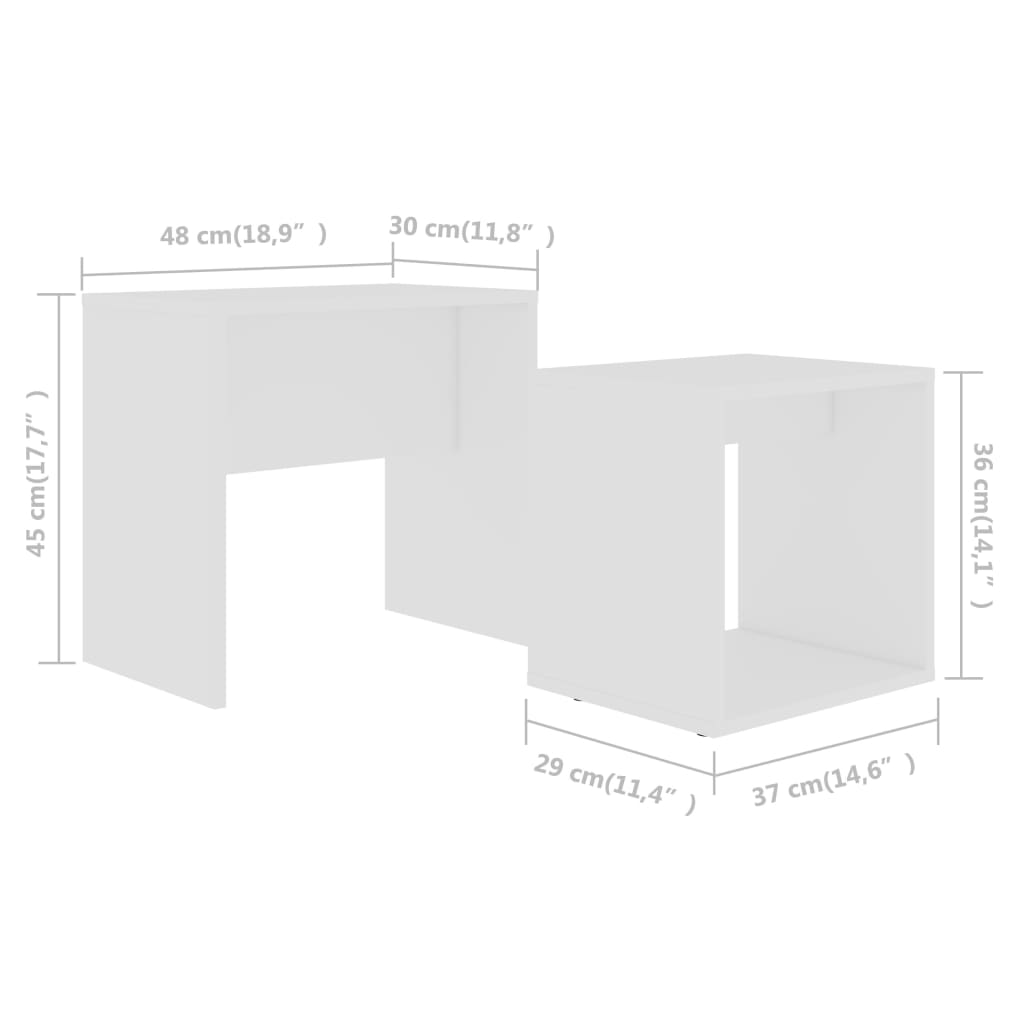 Ensemble table basse blanc 48x30x45 cm en bois