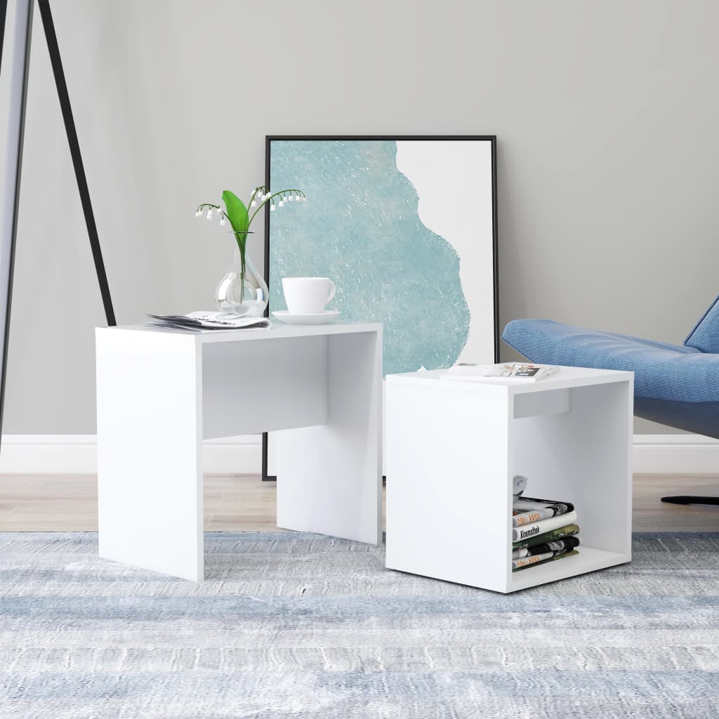 Ensemble table basse blanc 48x30x45 cm en bois
