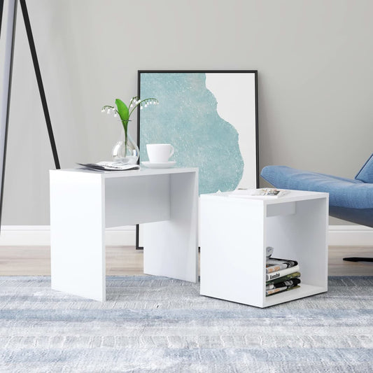 Ensemble table basse blanc 48x30x45 cm en bois