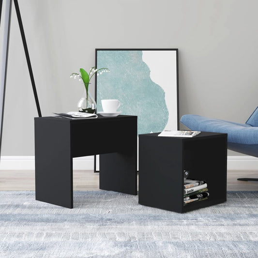 Coffee Table Set Black 48x30x45 cm Wood Material