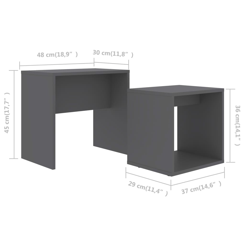 Couchtisch-Set Grau 48 x 30 x 45 cm Holzwerkstoff