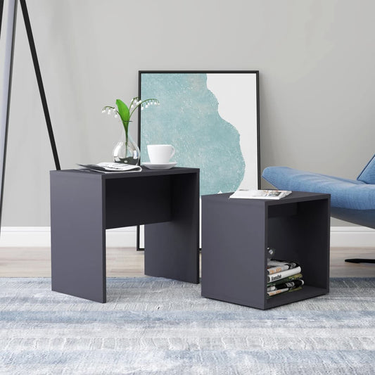 Couchtisch-Set Grau 48 x 30 x 45 cm Holzwerkstoff