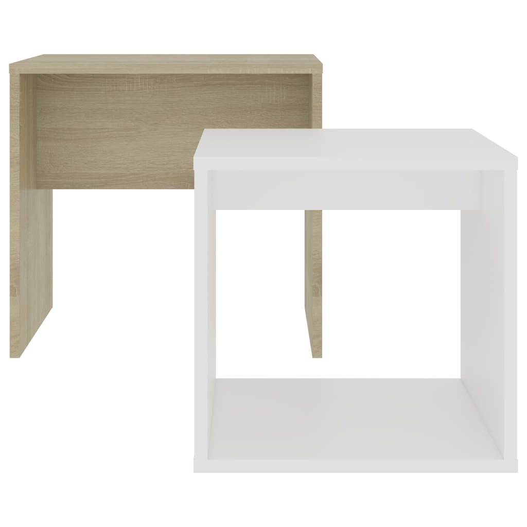 Couchtisch-Set Weiß Sonoma-Eiche 48x30x45 cm Holzwerkstoff