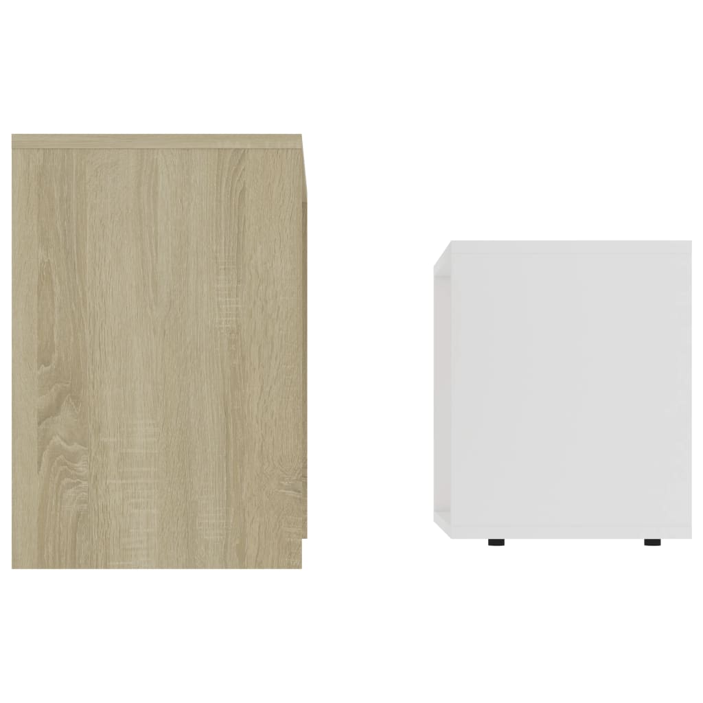 Couchtisch-Set Weiß Sonoma-Eiche 48x30x45 cm Holzwerkstoff