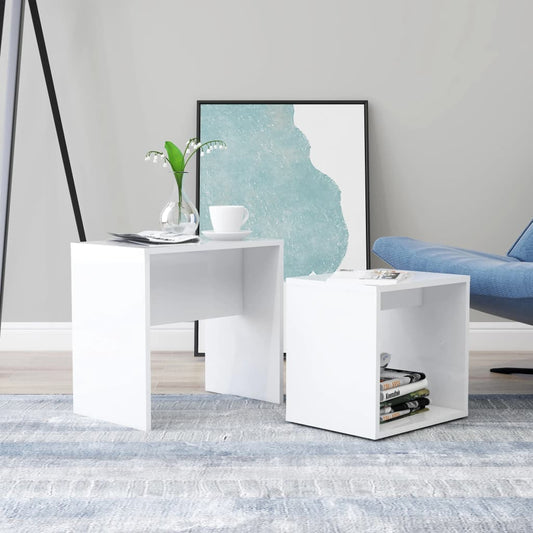Couchtisch-Set Hochglanz-Weiß 48x30x45 cm Holzwerkstoff