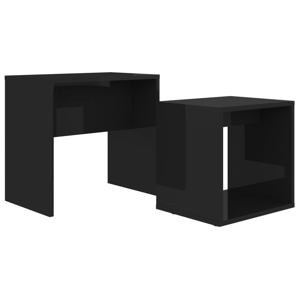 Couchtisch-Set Hochglanz-Schwarz 48x30x45 cm Holzwerkstoff