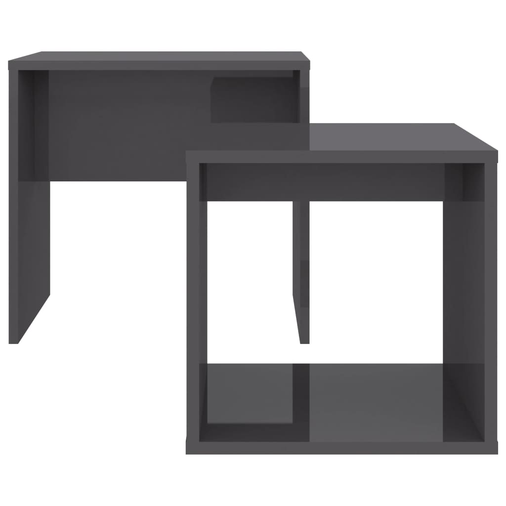 Coffee Table Set High Gloss Grey 48x30x45 cm Wood Material
