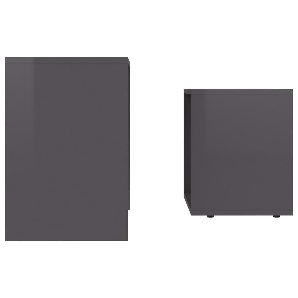 Coffee Table Set High Gloss Grey 48x30x45 cm Wood Material