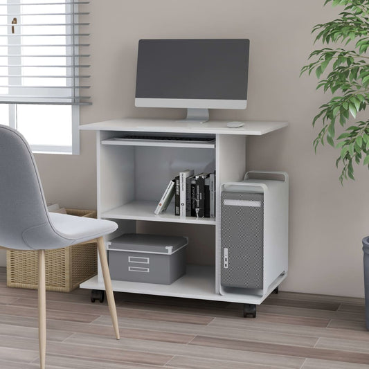 Bureau blanc brillant 80x50x75 cm en matériau à base de bois