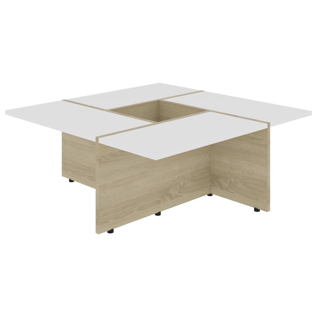 Couchtisch Weiß und Sonoma-Eiche 79,5x79,5x30 cm Holzwerkstoff