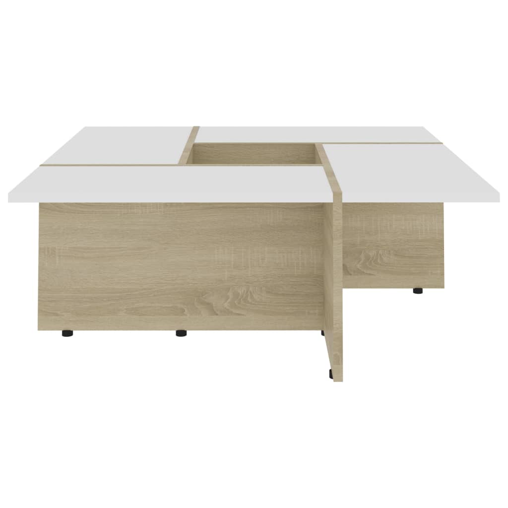 Couchtisch Weiß und Sonoma-Eiche 79,5x79,5x30 cm Holzwerkstoff