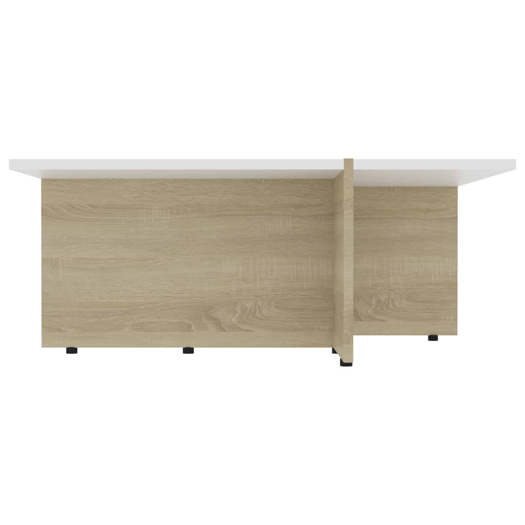 Couchtisch Weiß und Sonoma-Eiche 79,5x79,5x30 cm Holzwerkstoff