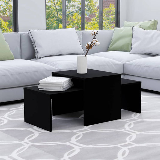 Coffee Table Set Black 100x48x40 cm Wood Material