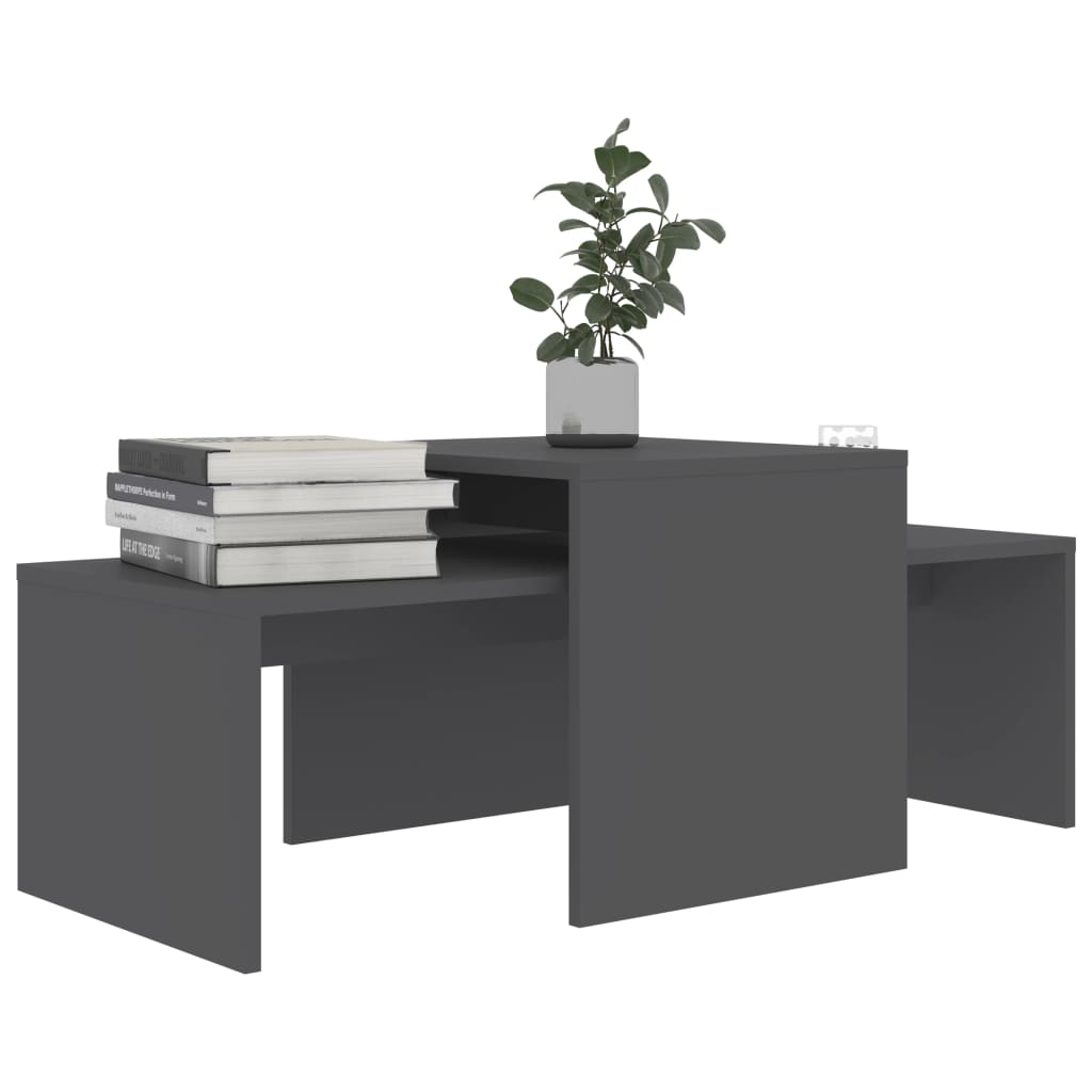Couchtisch-Set Grau 100x48x40 cm Holzwerkstoff