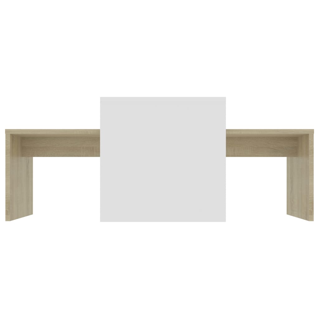 Couchtisch-Set Weiß Sonoma-Eiche 100x48x40 cm Holzwerkstoff