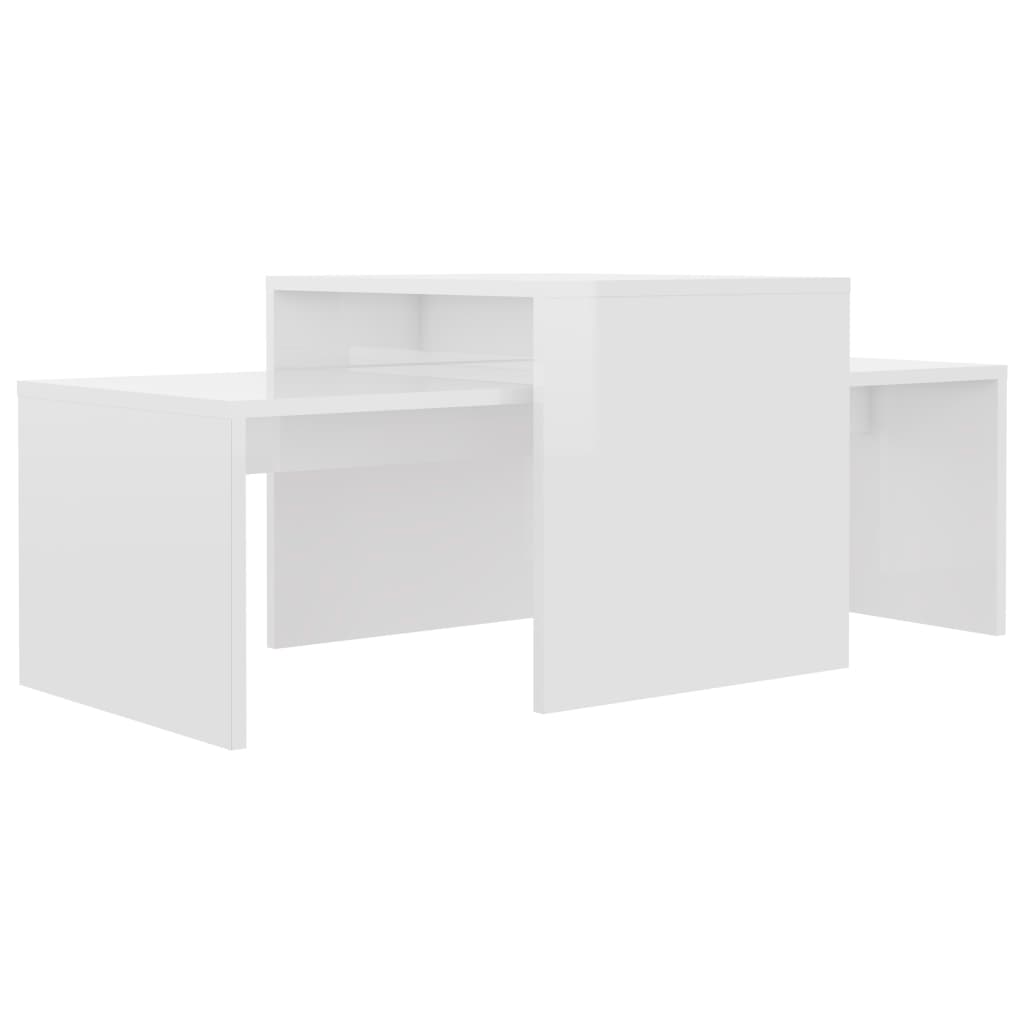 Coffee table set high gloss white 100x48x40 cm wood material
