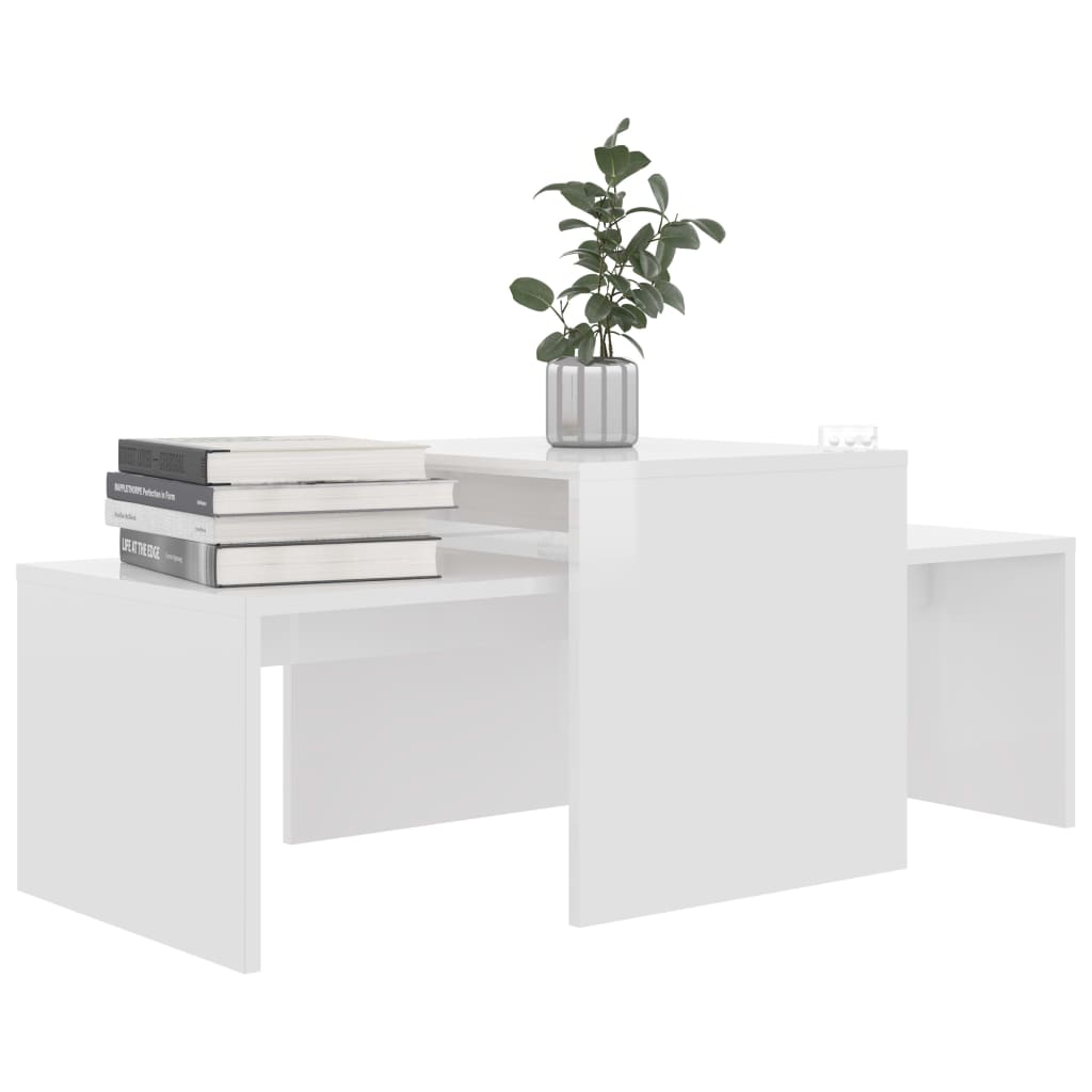 Coffee table set high gloss white 100x48x40 cm wood material