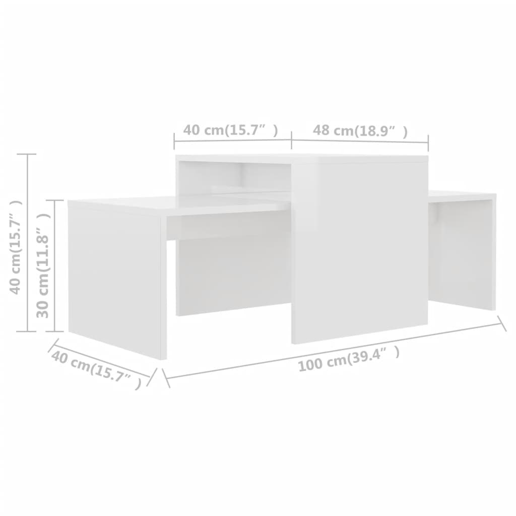 Coffee table set high gloss white 100x48x40 cm wood material