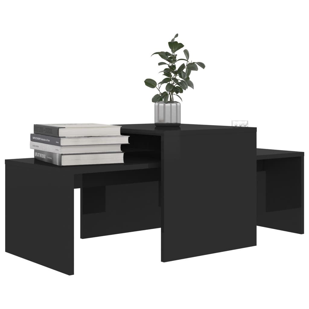 Couchtisch-Set Hochglanz-Schwarz 100x48x40 cm Holzwerkstoff