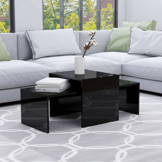 Couchtisch-Set Hochglanz-Schwarz 100x48x40 cm Holzwerkstoff