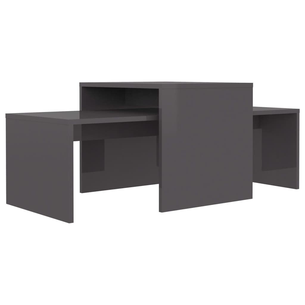 Couchtisch-Set Hochglanz-Grau 100x48x40 cm Holzwerkstoff
