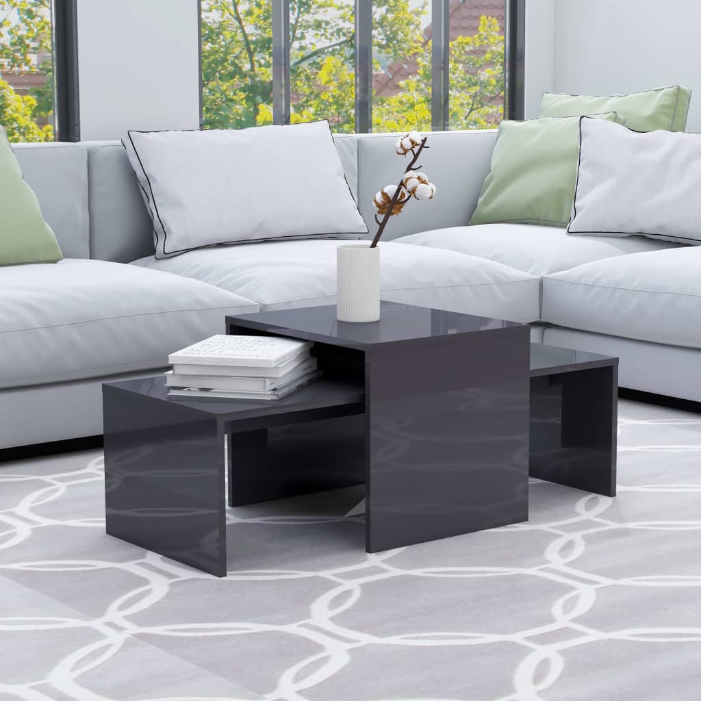 Couchtisch-Set Hochglanz-Grau 100x48x40 cm Holzwerkstoff