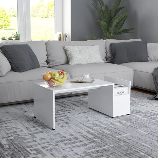 Table basse blanche 90x45x35 cm en bois