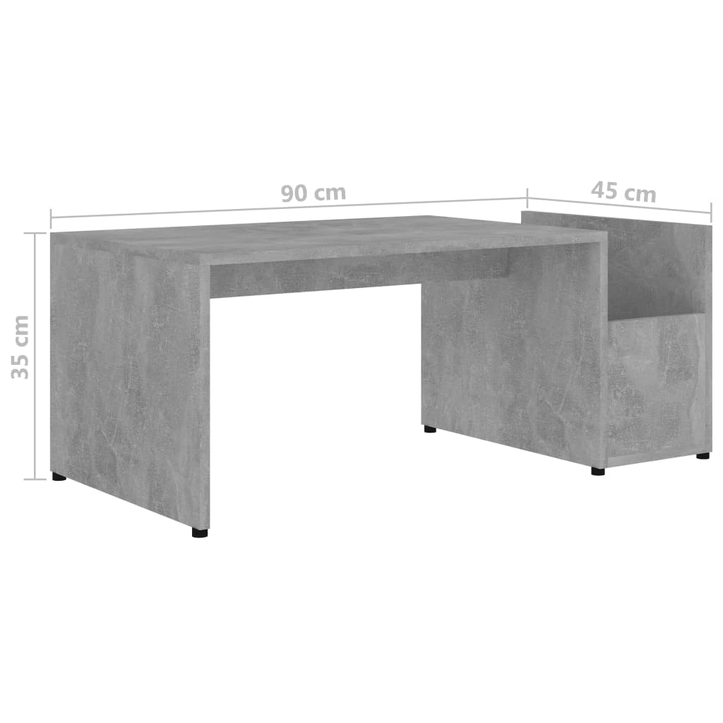 Table basse gris béton 90x45x35 cm en bois