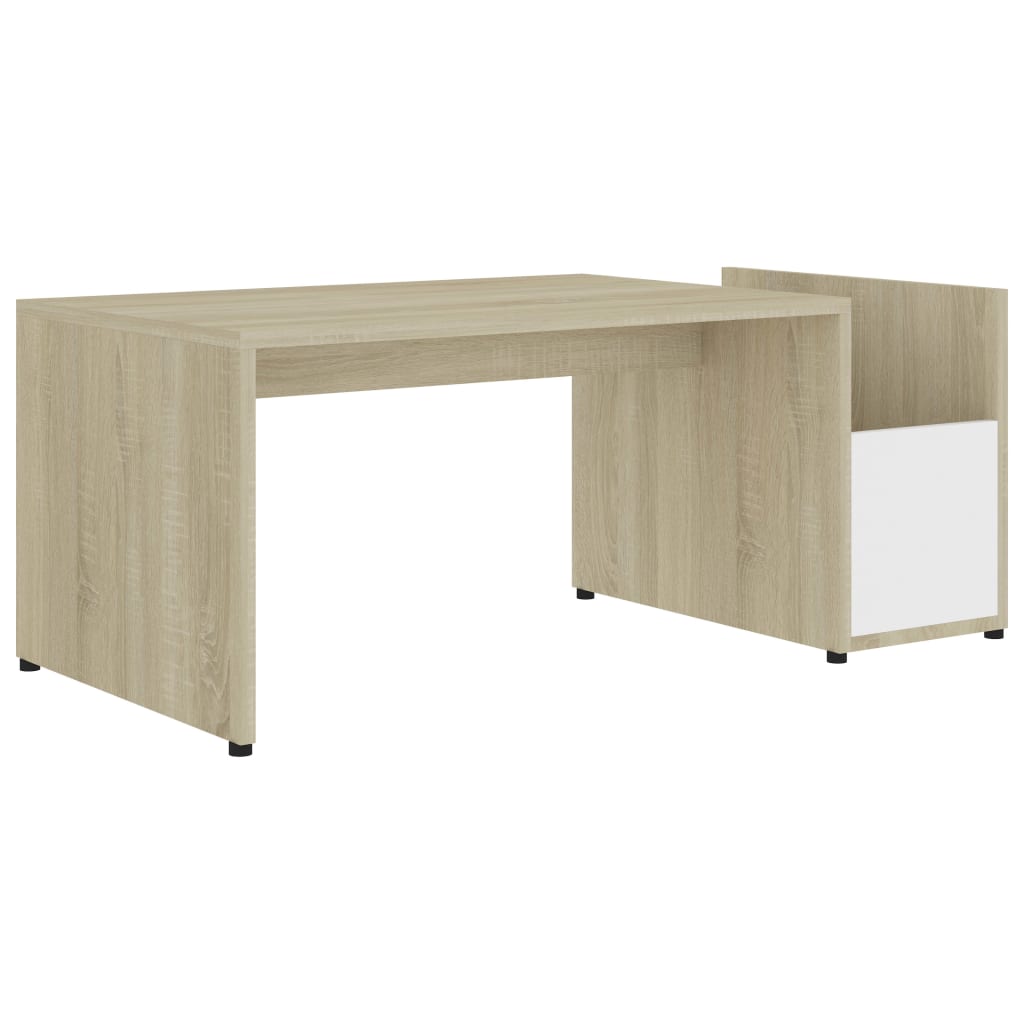 Table basse en chêne Sonoma blanc 90x45x35 cm matériau bois