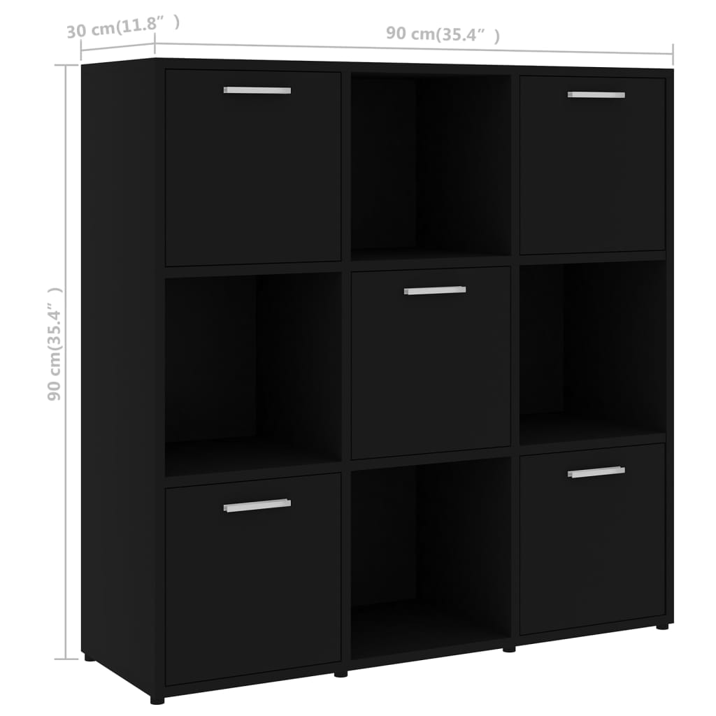 Bookshelf Black 90x30x90 cm Wood Material