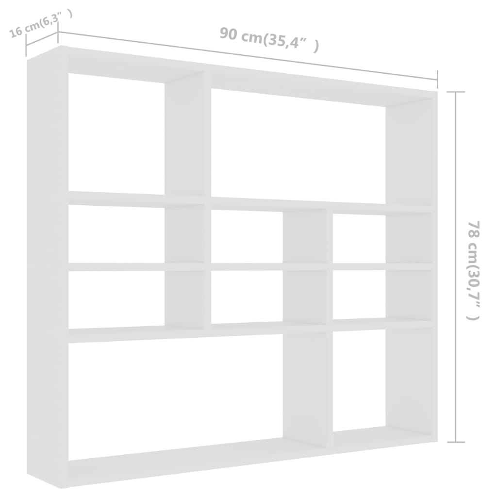 Wall Shelf White 90x16x78 cm Wood Material